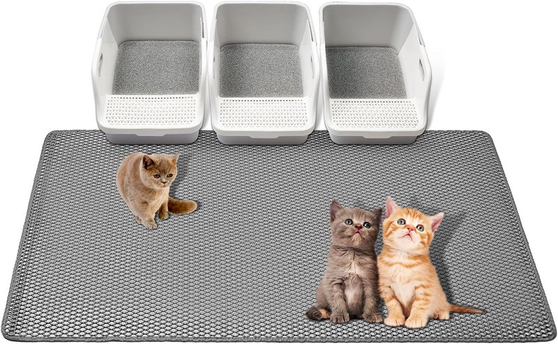 GRELY Cat Litter Mats- Extra Large XXL 47''X 36'',2 Layer Litter Box Mat for Indoor Cats,Rug for Pet Kitty,Litter Trapping Mats,Waterproof Urine Proof,Non-Slip - Image 1